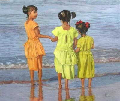 Niñas en la playa